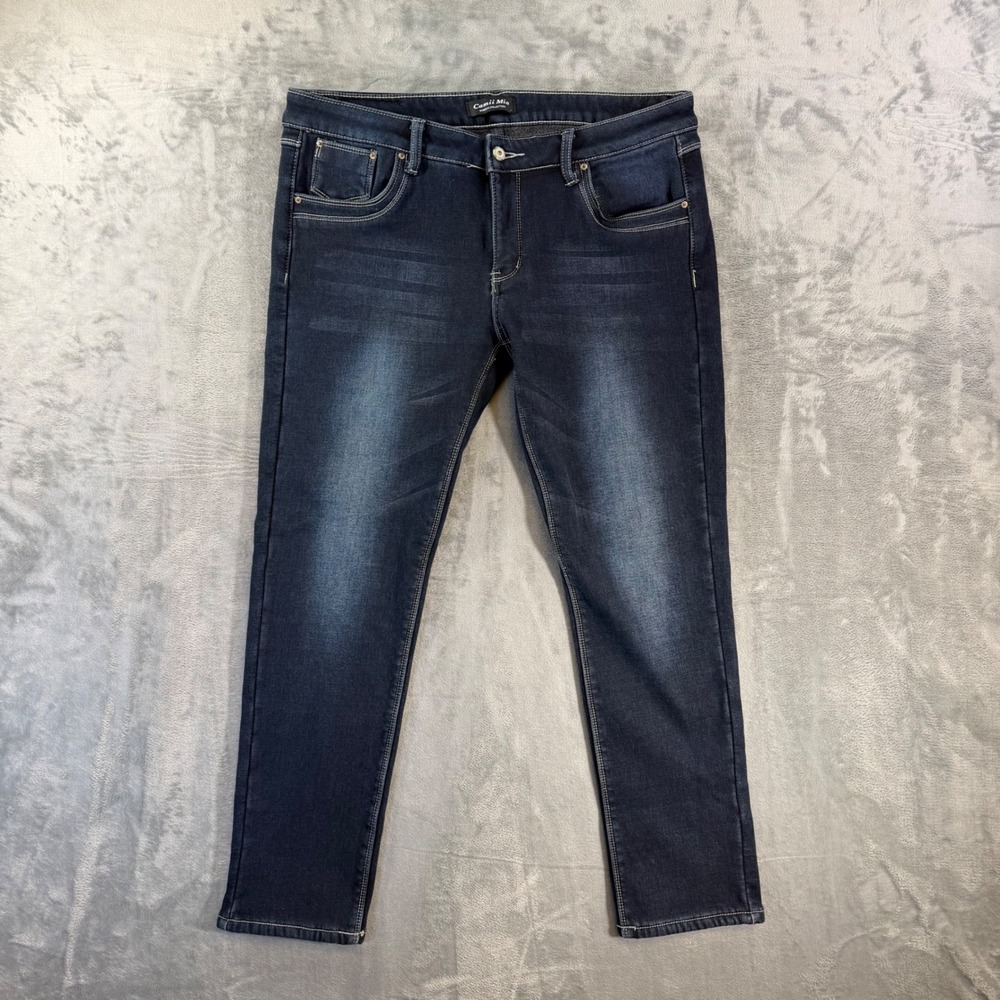 Camii Mia Fleece Lined Jeans Women's Size‎ 34 Blue Dark Wash Denim Winter Warm